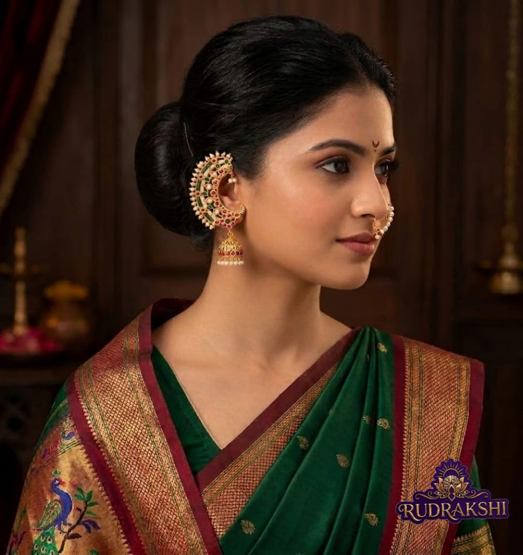 RUDRAKSHI SHAHI EARCUFFS WITH JHUMKAS